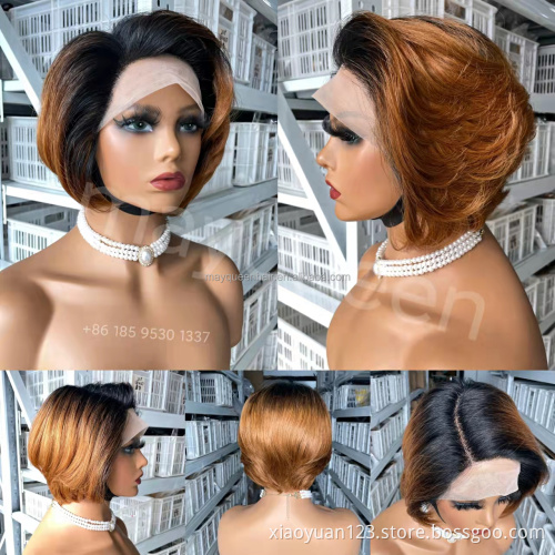 2022 Hot Sale Pixie Cut Short Curly Bob Human Hair 13x1 Lace Wig For Black Women Virgin Hair Pixie Cut 100% Human Hair Lace Wig